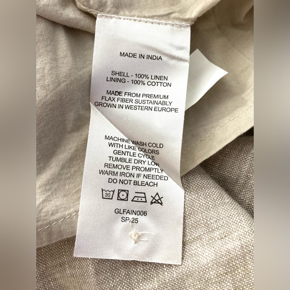 100% European Linen Fit & Flare Midi Dress Color Flax/Size L - Picture 13 of 14